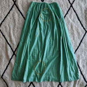 Jared Gold aqua maxi skirt w/ gold circles